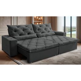 Sofá Lotus 2,12m Retrátil, Reclinável com Molas no Assento Velupluma Cinza - Sofá inBox