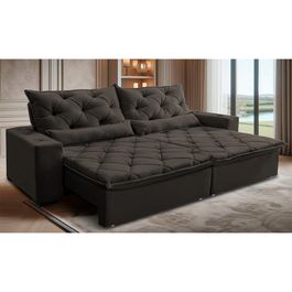 Sofá Lotus 2,12m Retrátil, Reclinável com Molas no Assento Velupluma Café - Sofá inBox