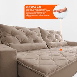 Sofá Lotus 2,32m Retrátil, Reclinável com Molas no Assento Velupluma Café - Sofá inBox