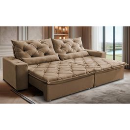 Sofá Lotus 2,12m Retrátil, Reclinável com Molas no Assento Velupluma Castor - Sofá inBox