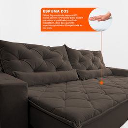 Sofá Lotus 2,52m Retrátil, Reclinável com Molas no Assento Velupluma Café - Sofá inBox