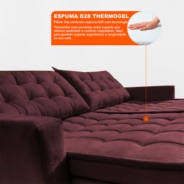 Sofá Sem Caixa Retrátil Baú 1,80m Sofá inBox Silence Velupluma Vinho
