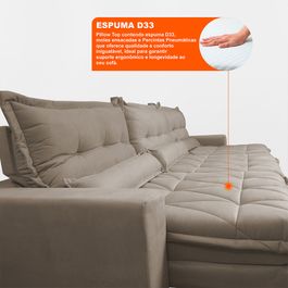 Sofá Retrátil e Reclinável 3,52m com Molas Ensacadas Sofá inBox Zeus Tecido Velupluma Bege