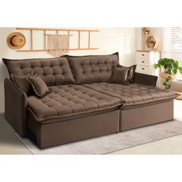 Sofá Sem Caixa Retrátil Reclinável 2,75m Sofá inBox Versalle com Pillow Top e Molas Velupluma Castor