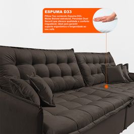 Sofá Sem Caixa Retrátil Reclinável 2,15m Sofá inBox Versalle com Pillow Top e Molas Velupluma Café
