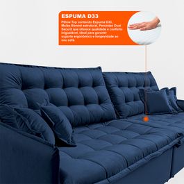 Sofá Sem Caixa Retrátil Reclinável 2,75m Sofá inBox Versalle com Pillow Top e Molas Velupluma Azul