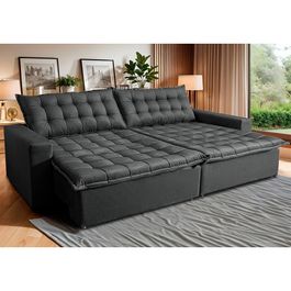 Sofá Retrátil Reclinável e Cama 2,35m Sofá inBox Bellagio Suede Velupluma Cinza