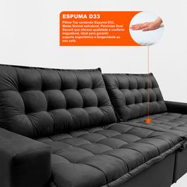 Sofá Retrátil Reclinável e Cama 2,35m Sofá inBox Bellagio Suede Velupluma Cinza