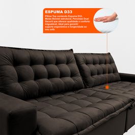 Sofá Retrátil Reclinável e Cama 2,35m Sofá inBox Bellagio Suede Velupluma Café
