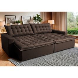 Sofá Retrátil Reclinável e Cama 2,15m Sofá inBox Bellagio Suede Velupluma Café