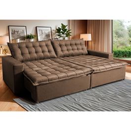 Sofá Retrátil Reclinável e Cama 2,35m Sofá inBox Bellagio Suede Velupluma Castor