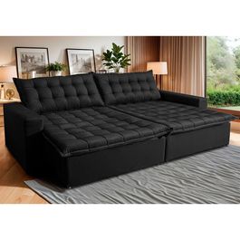 Sofá Retrátil Reclinável e Cama 2,35m Sofá inBox Bellagio Suede Velupluma Preto