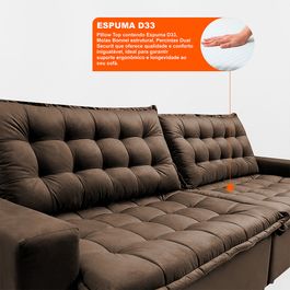 Sofá Retrátil Reclinável e Cama 2,75m Sofá inBox Bellagio Suede Velupluma Castor