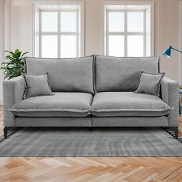 Sofá 2 Lugares Modular Boma 1,70m Boucle Cinza Claro Sofá inBox