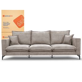 Sofá 3 Lugares Modular Boma 2,40m Boucle Bege Claro Sofá inBox