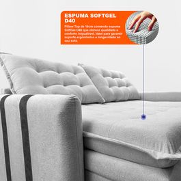 Sofá Baú Sem Caixa Retrátil 1,80m SoftGel Serenata Boucle Cinza Escuro Sofá inBox