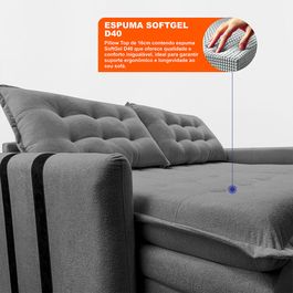 Sofá Baú Sem Caixa Retrátil 1,60m SoftGel Serenata Boucle Cinza Escuro Sofá inBox
