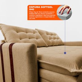 Sofá Baú Sem Caixa Retrátil 1,60m SoftGel Serenata Boucle Caramelo Sofá inBox