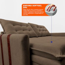 Sofá Baú Sem Caixa Retrátil 2,00m SoftGel Serenata Boucle Marrom Sofá inBox