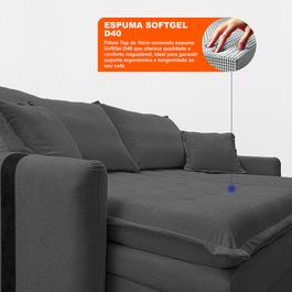 Sofá Baú Sem Caixa Retrátil 1,60m SoftGel Dommus Boucle Cinza Escuro Sofá inBox
