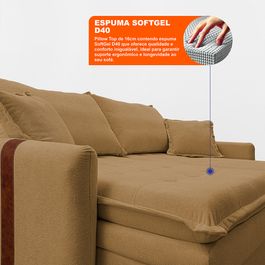 Sofá Baú Sem Caixa Retrátil 1,60m SoftGel Dommus Boucle Caramelo Sofá inBox