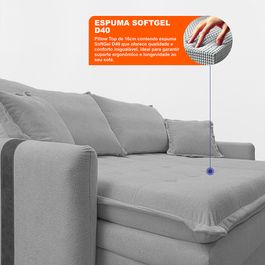 Sofá Baú Sem Caixa Retrátil 1,60m SoftGel Dommus Boucle Cinza Claro Sofá inBox