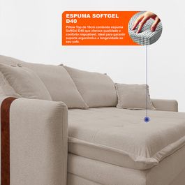 Sofá Baú Sem Caixa Retrátil 1,80m SoftGel Dommus Boucle Bege Claro Sofá inBox