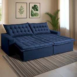 Sofá Retrátil Reclinável e Cama 2,35m Sofá inBox Bellagio Suede Velupluma Azul