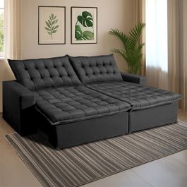 Sofá Retrátil Reclinável e Cama 2,15m Sofá inBox Bellagio Suede Velupluma Cinza
