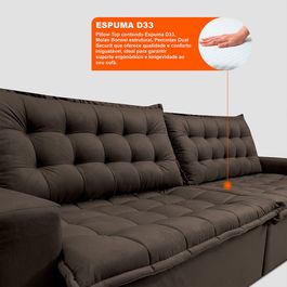 Sofá Retrátil Reclinável e Cama 2,95m Sofá inBox Bellagio Suede Velupluma Café
