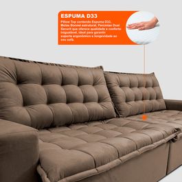 Sofá Retrátil Reclinável e Cama 2,75m Sofá inBox Bellagio Suede Velupluma Castor