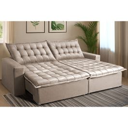 Sofá Retrátil Reclinável e Cama 2,95m Sofá inBox Bellagio Suede Velupluma Bege