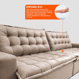 Sofá Retrátil Reclinável e Cama 2,35m Sofá inBox Bellagio Suede Velupluma Bege