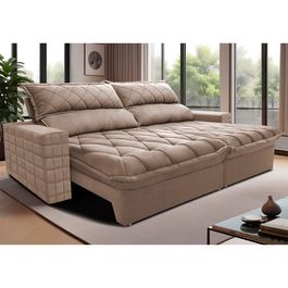 Sofá Retrátil e Reclinável 2,15m Molas Ensacadas Sofá inBox Encanto com ThermoGel Velupluma Bege