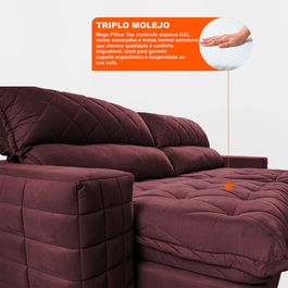 Sofá Retrátil e Reclinável 3,15m Molas Ensacadas Sofá inBox Encanto com ThermoGel Velupluma Vinho