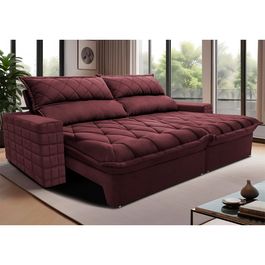 Sofá Retrátil e Reclinável 2,95m Molas Ensacadas Sofá inBox Encanto com ThermoGel Velupluma Vinho