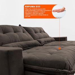 Sofa Retrátil e Reclinável 3,12m com Molas Ensacadas Sofá inBox Zeus Tecido Velupluma Café