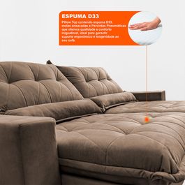 Sofa Retrátil e Reclinável 2,72m com Molas Ensacadas Sofá inBox Zeus Tecido Velupluma Castor