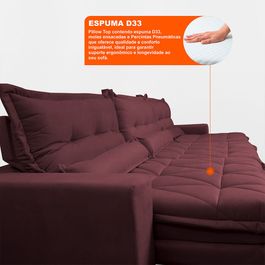 Sofá Retrátil e Reclinável 3,52m com Molas Ensacadas Sofá inBox Zeus Tecido Velupluma Vinho