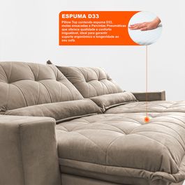 Sofa Retrátil e Reclinável 2,32m com Molas Ensacadas Sofá inBox Zeus Tecido Velupluma Bege