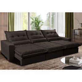 Sofá Retrátil e Reclinável 3,82m com Molas Ensacadas Sofá inBox Zeus Tecido Velupluma Café