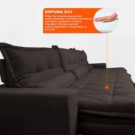Sofá Retrátil e Reclinável 3,82m com Molas Ensacadas Sofá inBox Zeus Tecido Velupluma Café