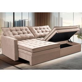 Sofá Sem Caixa Retrátil Baú 2,00m Sofá inBox Silence Velupluma Bege