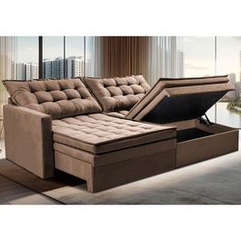 Sofá Sem Caixa Retrátil Baú 1,60m Sofá inBox Silence Velupluma Castor