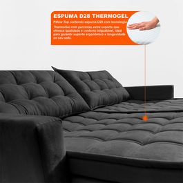 Sofá Sem Caixa Retrátil Baú 2,00m Sofá inBox Silence Velupluma Cinza