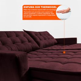 Sofá Sem Caixa Retrátil Baú 1,80m Sofá inBox Silence Velupluma Vinho