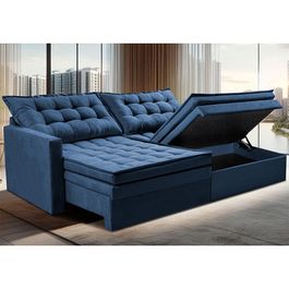 Sofá Sem Caixa Retrátil Baú 2,00m Sofá inBox Silence Velupluma Azul