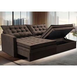 Sofá Sem Caixa Retrátil Baú 1,80m Sofá inBox Silence Velupluma Café