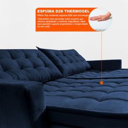 Sofá Sem Caixa Retrátil Baú 1,60m Sofá inBox Silence Velupluma Azul