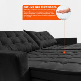 Sofá Sem Caixa Retrátil Baú 1,60m Sofá inBox Silence Velupluma Preto